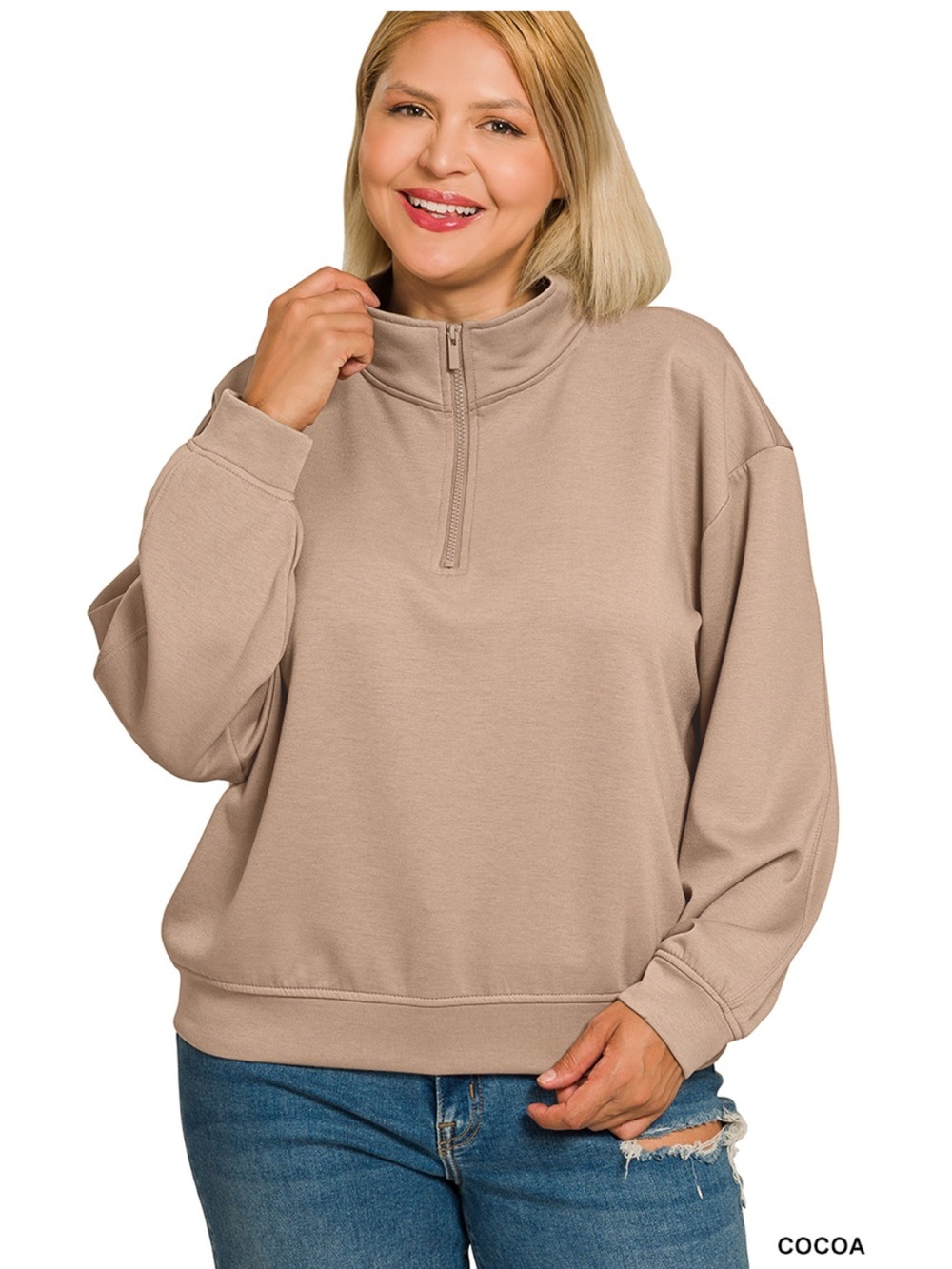 New!Plus Size Cocoa Plus scuba half zip pullover sweatshirt Size 3X